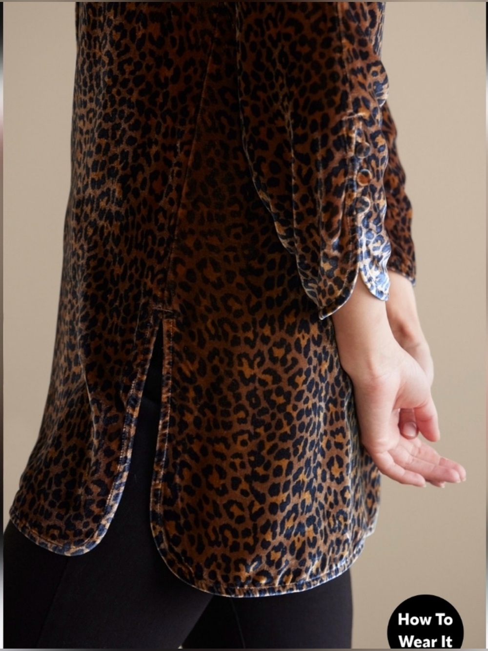 Soft Surroundings Icon Silk Velvet Poets Animal Print Button Up Tunic XS - Picture 6 of 12